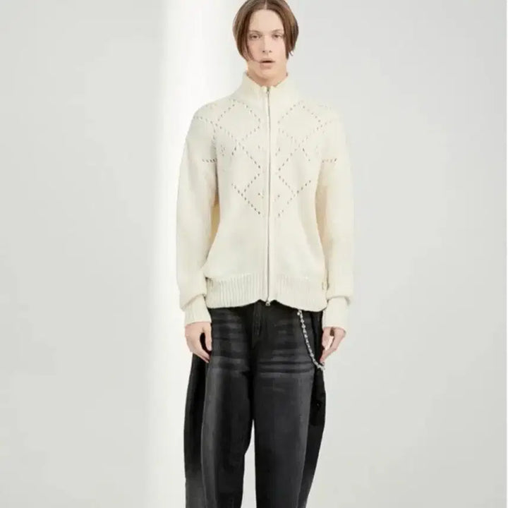 [BUNJANG] Alene High Neck Zip-up Knit Cardigan / (새상품) 알렌느 하이넥 집업 니트 가디건 2사이즈