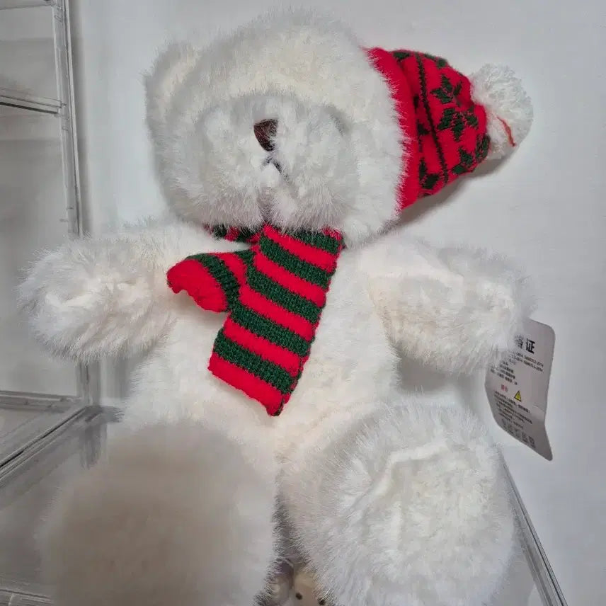 [BUNJANG] Christmas White Bear Doll / 화이트 곰인형 크리스마스