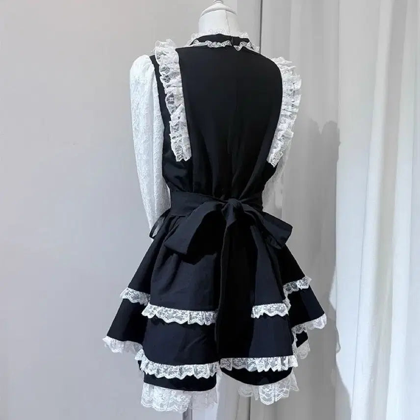 [BUNJANG] Retro Lace Dress and Shorts Set (2 Colors) / 지뢰계 레이스 레트로 원피스 반바지 세트(2컬러)예약판매