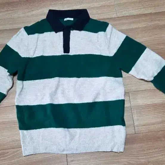 [BUNJANG] ZARA Striped Polo Knit M / 자라 스트라이프 폴로 니트 M