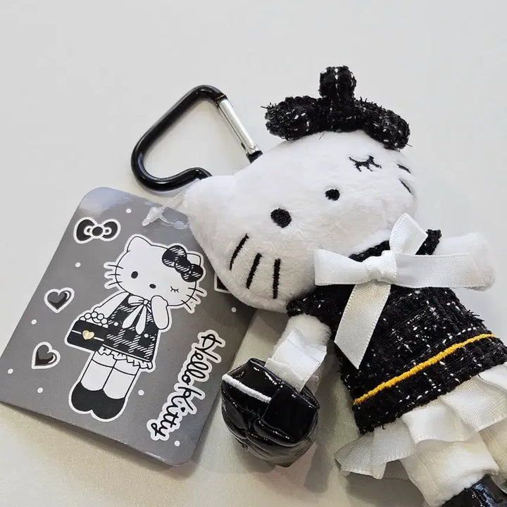 [BUNJANG] Sanrio Hello Kitty Black Dress Bag 15cm Doll Keyring / 새상품) 산리오 롱다리 헬로키티 블랙 드레스 백 15cm 인형 키링