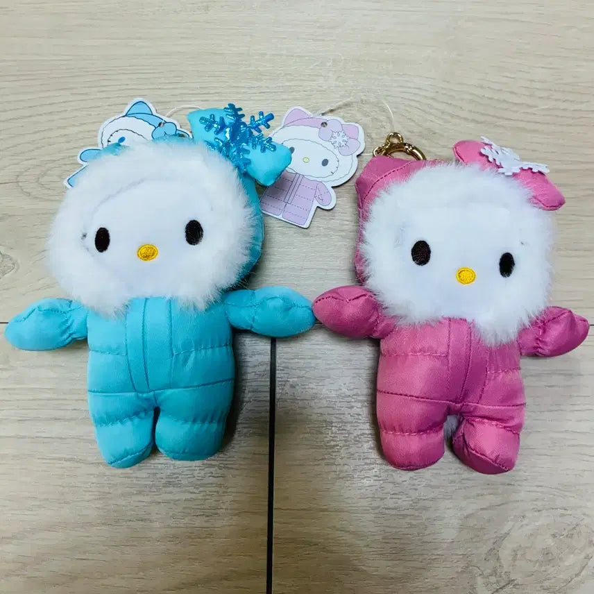 [BUNJANG] Hello Kitty Winter Padded Doll Keyring Bundle Set / [일괄] 헬로키티 겨울 패딩 인형 키링 (핑크/블루)