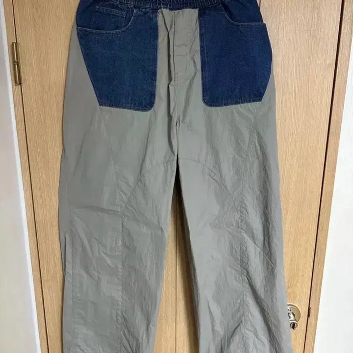 [BUNJANG] Cour Denim Mix Nylon Track Pants (Steel Gray) / [L] 쿠어 데님믹스 나일론 트랙 팬츠 (스틸그레이)