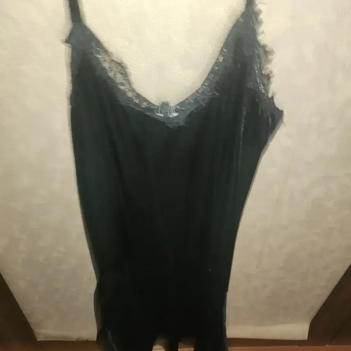 [BUNJANG] Black Lace Velvet Strap Dress / 블랙 레이스 벨벳 끈원피스