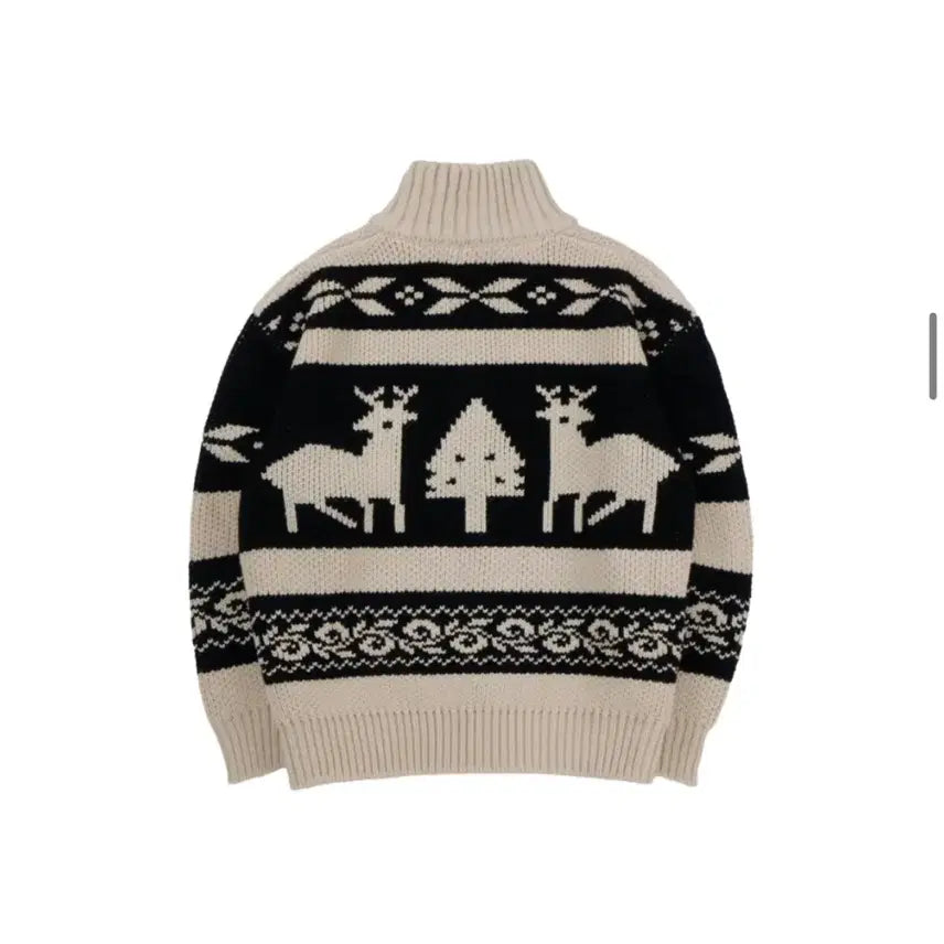 [BUNJANG] Leatherly Nordic Knit Zip-up Jacket / (FREE) 레더리 노르딕 니트 집업 CREAM/BLACK 판먀