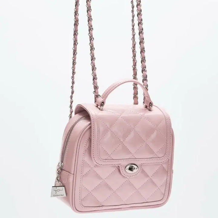 [BUNJANG] Cardinal Red Quilted Backpack / 카디널레드 투아트백  핑크