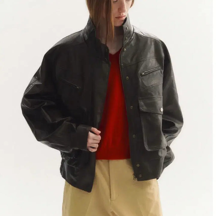 [BUNJANG] Noirnine Utility Leather Jacket - Brown / 누아르나인 utility leather jacket brown