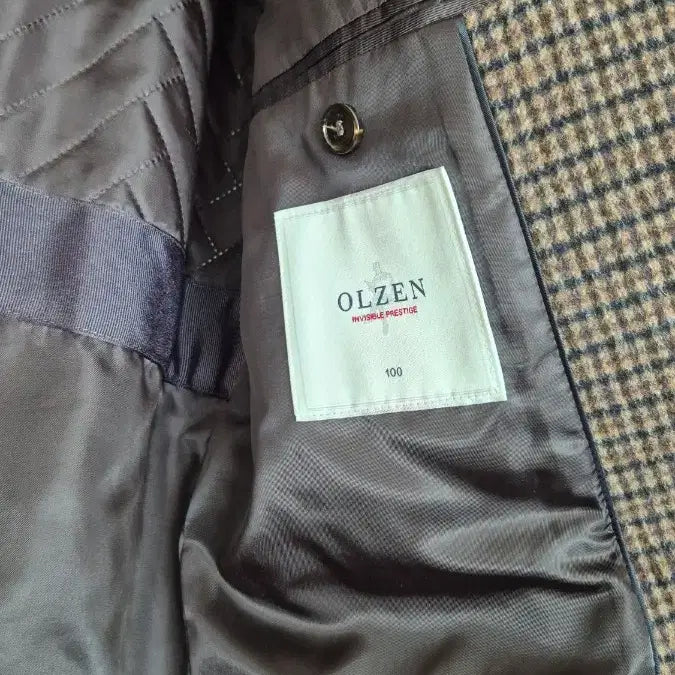 [BUNJANG] OLZEN Cashmere Brown Check Half Coat / 올젠 캐시미어 브라운 체크 하프 코트