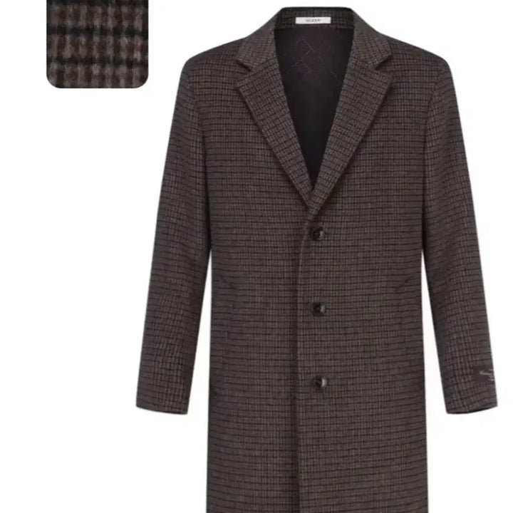 [BUNJANG] OLZEN Cashmere Brown Check Half Coat / 올젠 캐시미어 브라운 체크 하프 코트