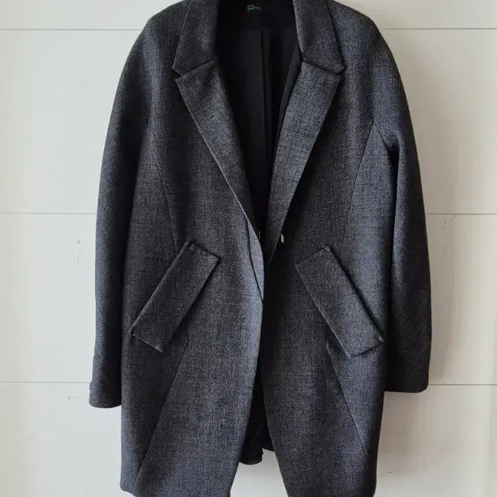 [BUNJANG] Benetton Gray Wool Jacket Coat (Size 55-66) / 베네통 회색 모직 자켓 코트 55~66