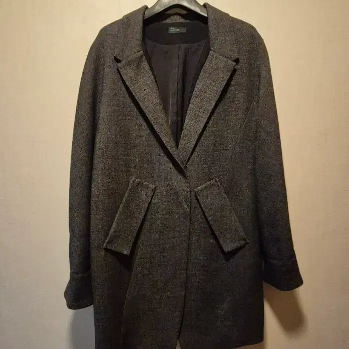 [BUNJANG] Benetton Gray Wool Jacket Coat (Size 55-66) / 베네통 간절기 회색 모직 자켓 코트 55~66