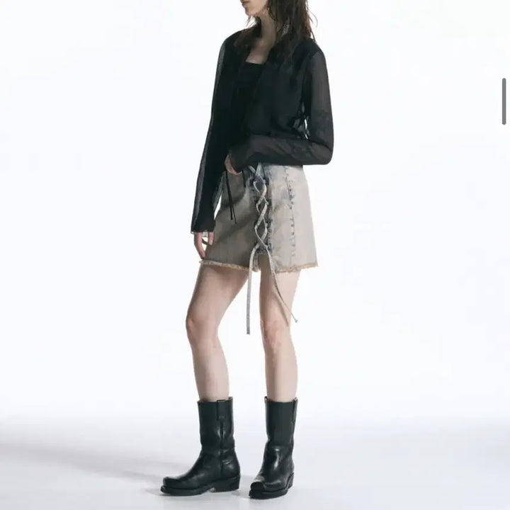 [BUNJANG] In Silence Woman Lace-up Denim Skirt / 인사일런스우먼 레이스업 데님스커트 핑크