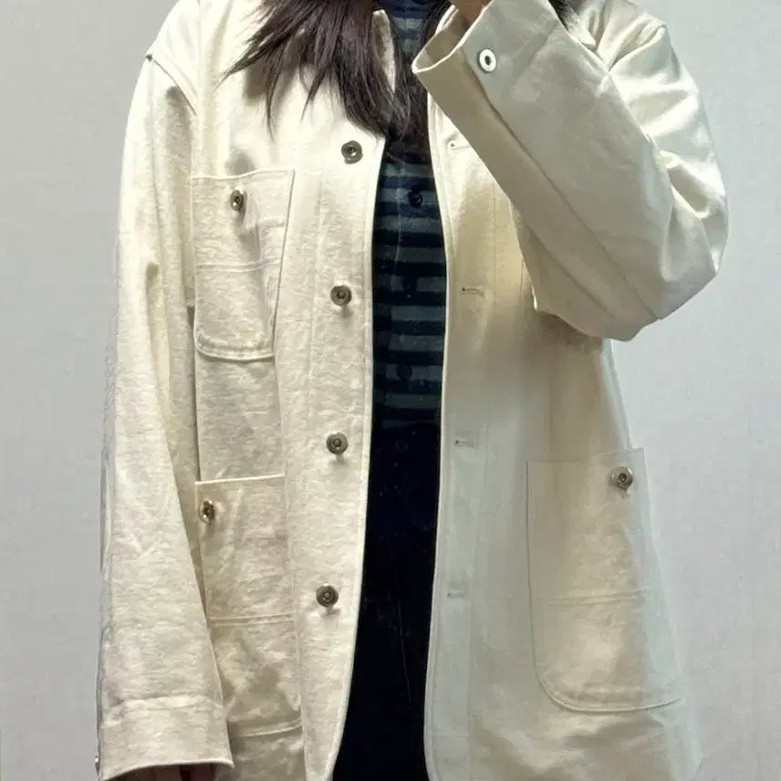 [BUNJANG] Unene Ivory Work Jacket / 유네네 아이보리 워크 자켓