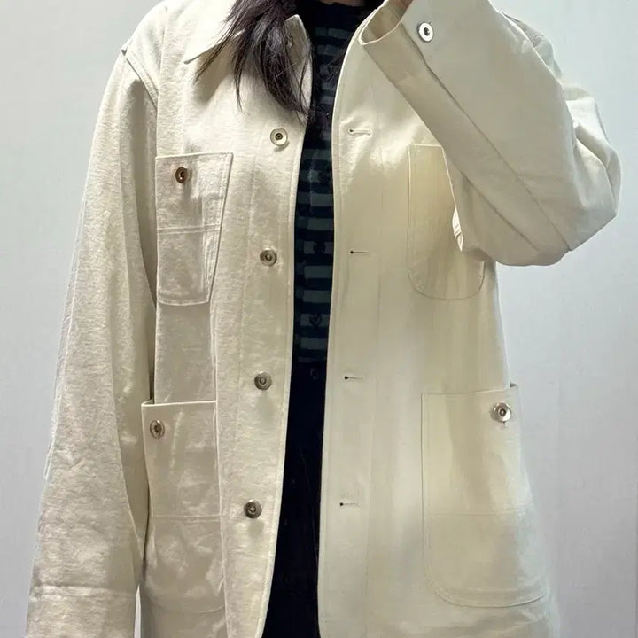 [BUNJANG] Unene Ivory Work Jacket / 유네네 아이보리 워크 자켓