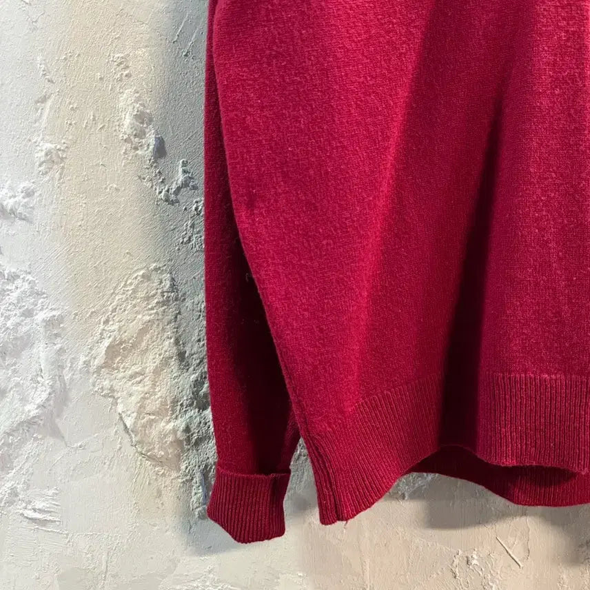 [BUNJANG] Burberry Lambswool V-neck Knit Burgundy / 버버리 BURBERRY 램스울 브이넥 니트 버건디 40