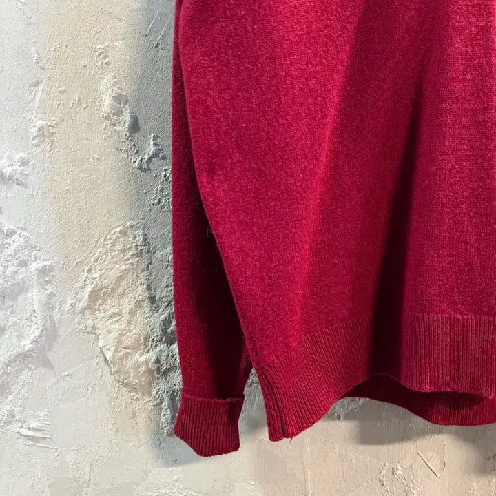 [BUNJANG] Burberry Lambswool V-neck Knit Burgundy / 버버리 BURBERRY 램스울 브이넥 니트 버건디 40