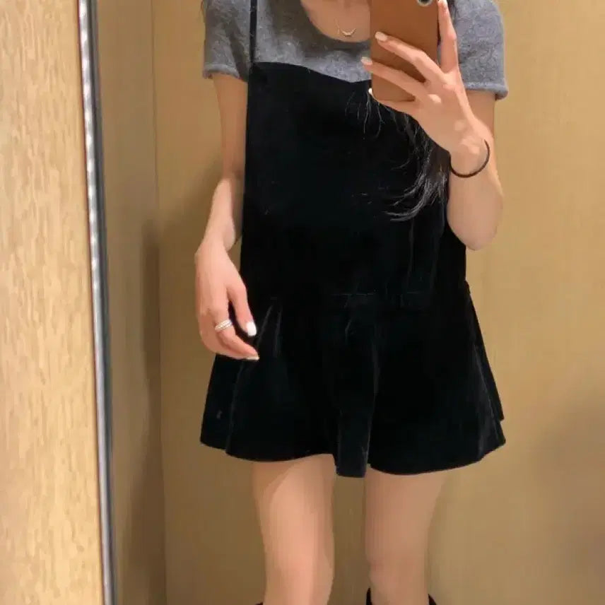 [BUNJANG] Angora Knit Top &amp; Velvet Square Neck Frill Ribbon Bustier Set / 앙고라 반팔 니트+벨벳 스퀘어넥 프릴 리본 나시 뷔스티에