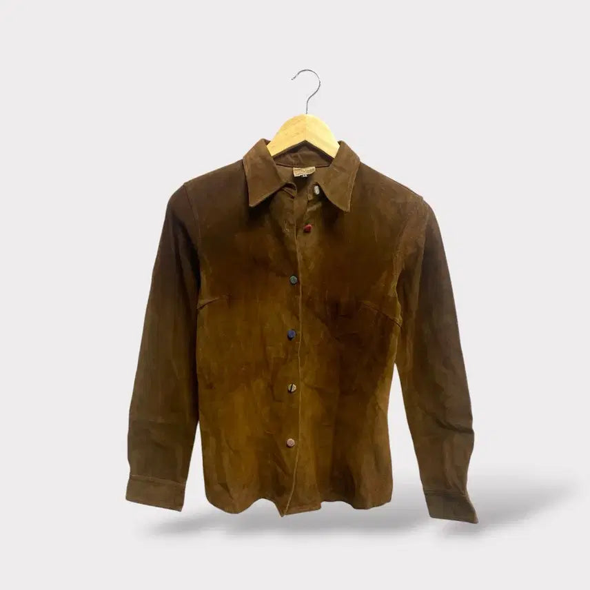 [BUNJANG] Vintage Brown Suede Shirt -2XS / 빈티지 브라운 스웨이드 셔츠 -2XS