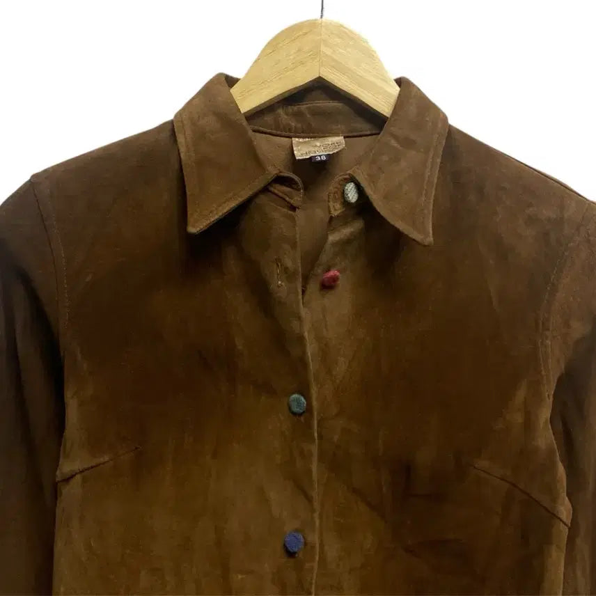 [BUNJANG] Vintage Brown Suede Shirt -2XS / 빈티지 브라운 스웨이드 셔츠 -2XS