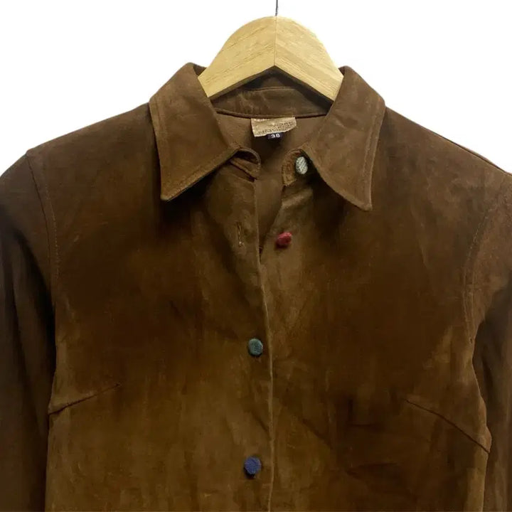 [BUNJANG] Vintage Brown Suede Shirt -2XS / 빈티지 브라운 스웨이드 셔츠 -2XS