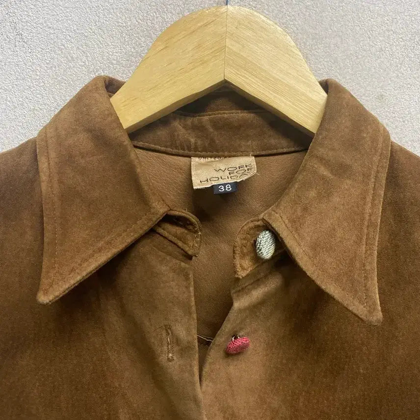 [BUNJANG] Vintage Brown Suede Shirt -2XS / 빈티지 브라운 스웨이드 셔츠 -2XS
