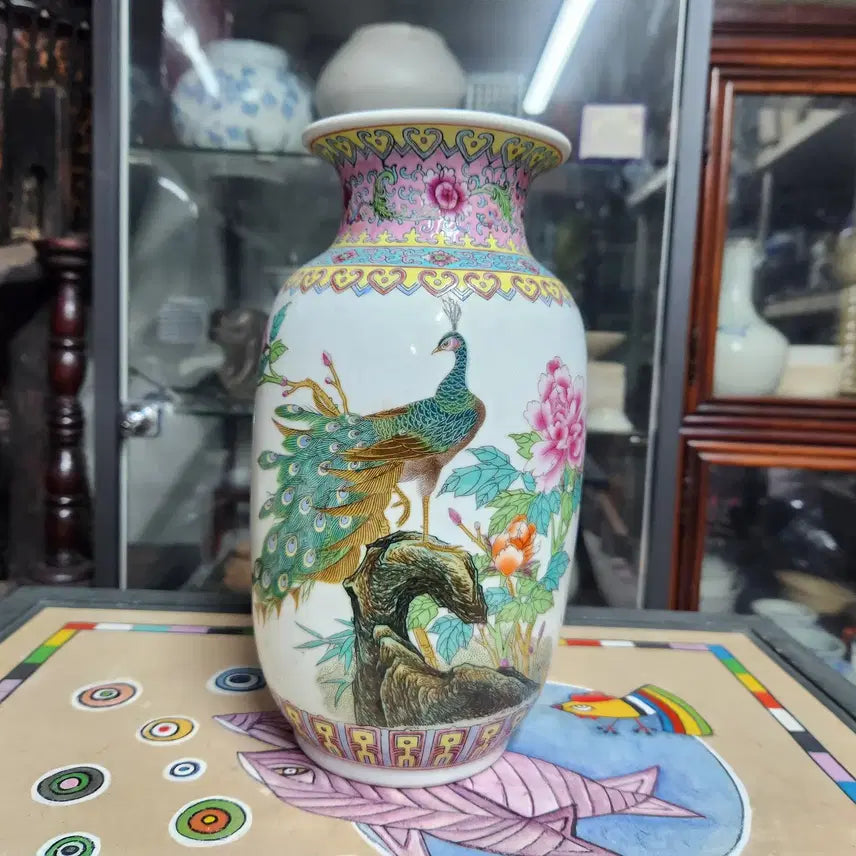[BUNJANG] Enamel Floral and Bird Motif Vase / 분채법랑 화조도문 화병
