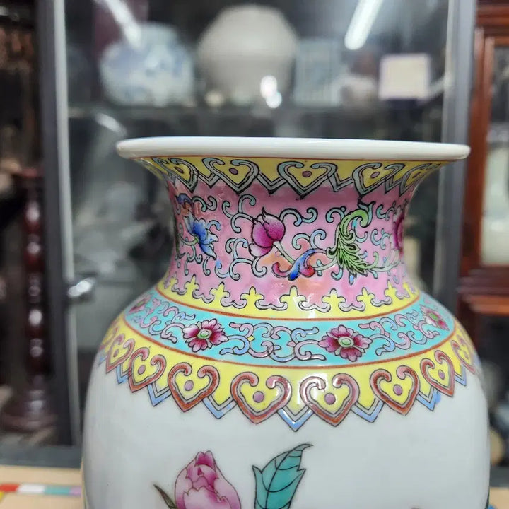 [BUNJANG] Enamel Floral and Bird Motif Vase / 분채법랑 화조도문 화병