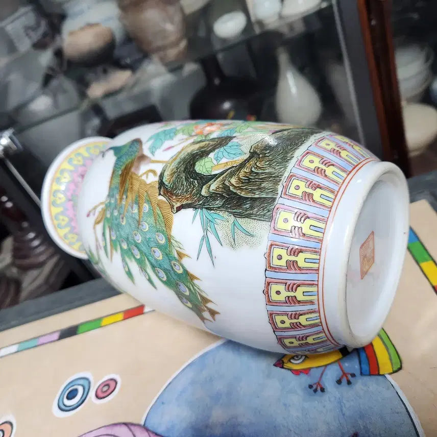 [BUNJANG] Enamel Floral and Bird Motif Vase / 분채법랑 화조도문 화병