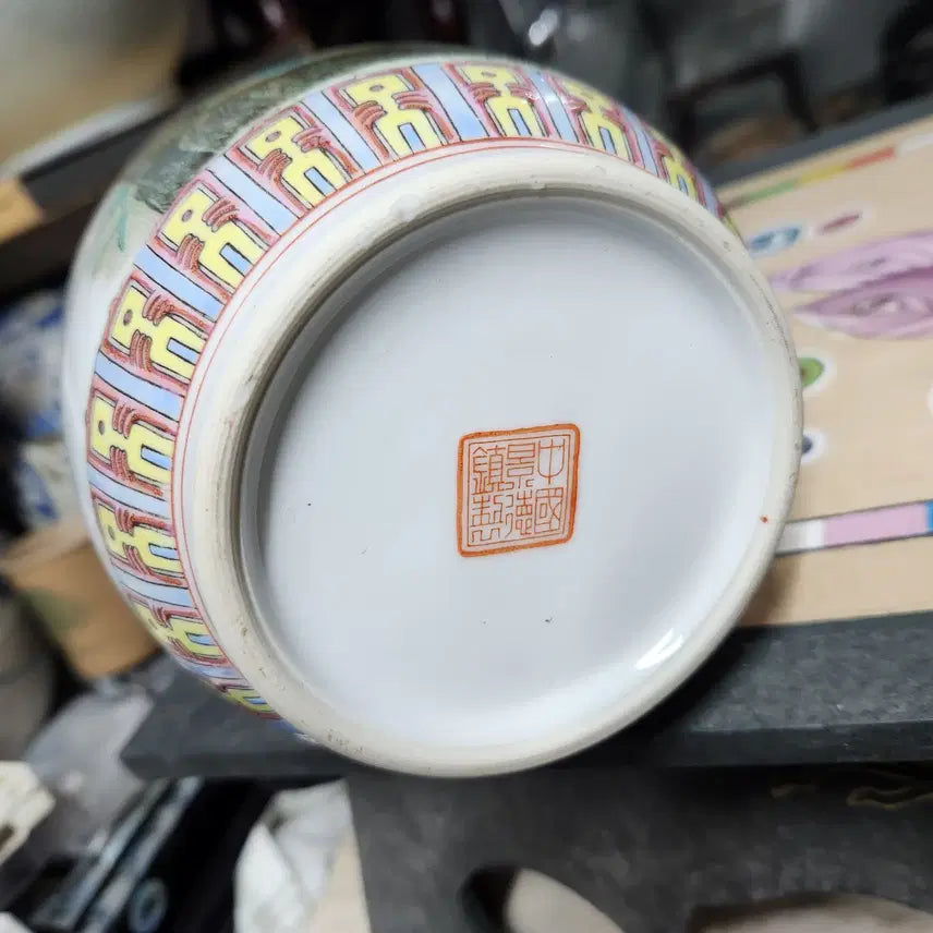 [BUNJANG] Enamel Floral and Bird Motif Vase / 분채법랑 화조도문 화병