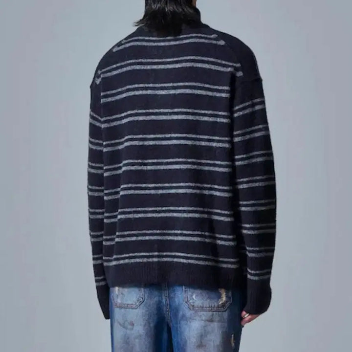 [BUNJANG] Junji Stripe Knit Half-Zip S / 준지 스트라이프 니트 반집업 S