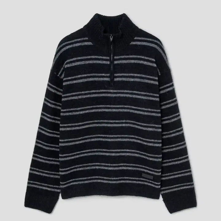 [BUNJANG] Junji Stripe Knit Half-Zip S / 준지 스트라이프 니트 반집업 S
