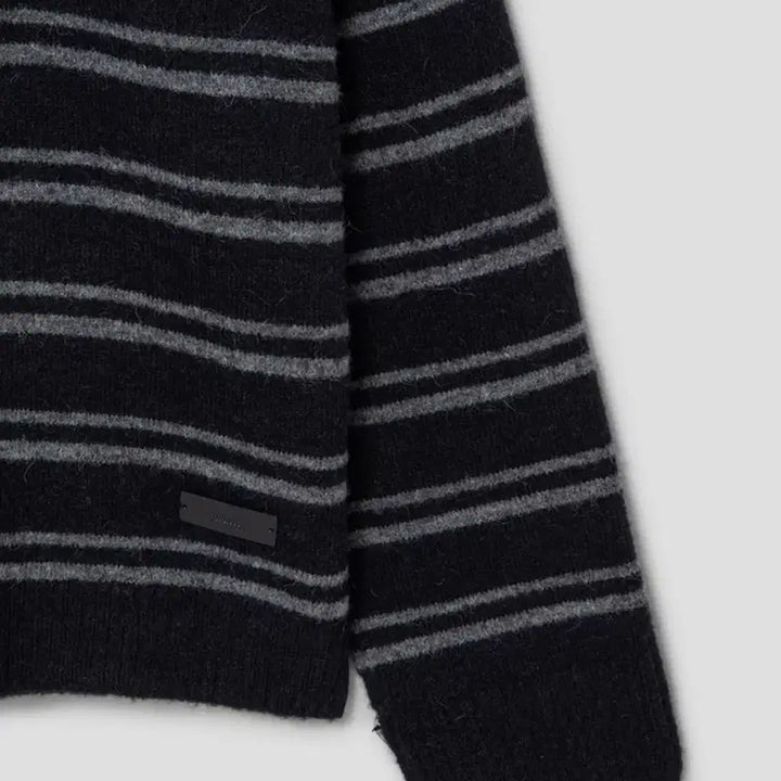 [BUNJANG] Junji Stripe Knit Half-Zip S / 준지 스트라이프 니트 반집업 S