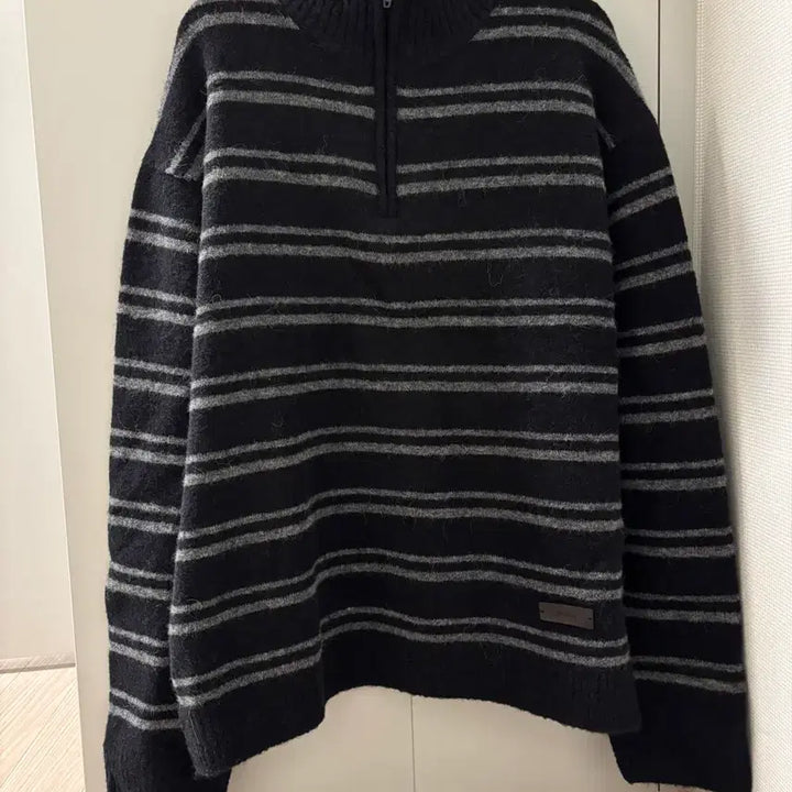 [BUNJANG] Junji Stripe Knit Half-Zip S / 준지 스트라이프 니트 반집업 S