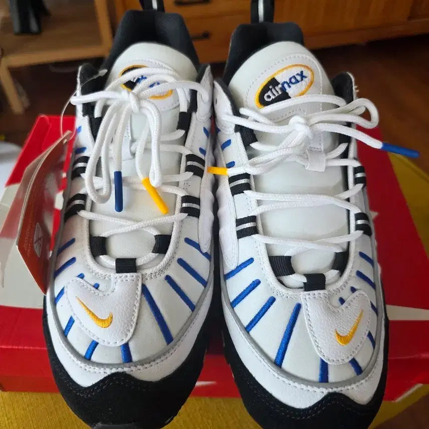 [BUNJANG] Nike Air Max 98 Premium White Teal Nebula University Gold Sneakers / 나이키 에어맥스 98 프리미엄 화이트 틸 네뷸라 유니버시티 골드