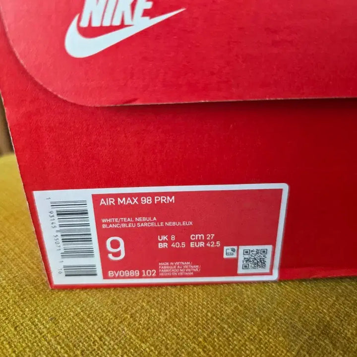 [BUNJANG] Nike Air Max 98 Premium White Teal Nebula University Gold Sneakers / 나이키 에어맥스 98 프리미엄 화이트 틸 네뷸라 유니버시티 골드