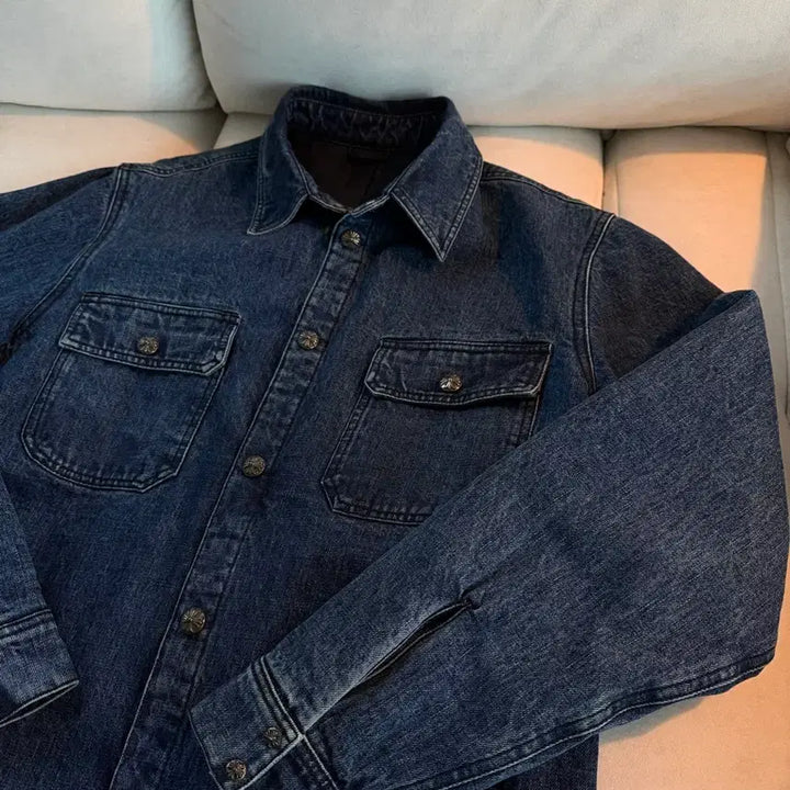 [BUNJANG] Chrome Hearts Deep Blue Denim Work Dog Jacket / 크롬하츠 딥블루 데님 워크독 자켓