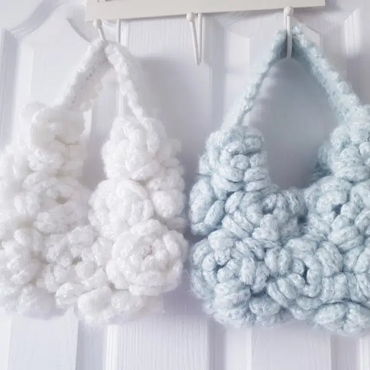 [BUNJANG] Crochet Rose Motif Mini Hobo Bag / 크로쉐 입체로즈 꽃모티브 미니 호보백(뜨개,코바늘)