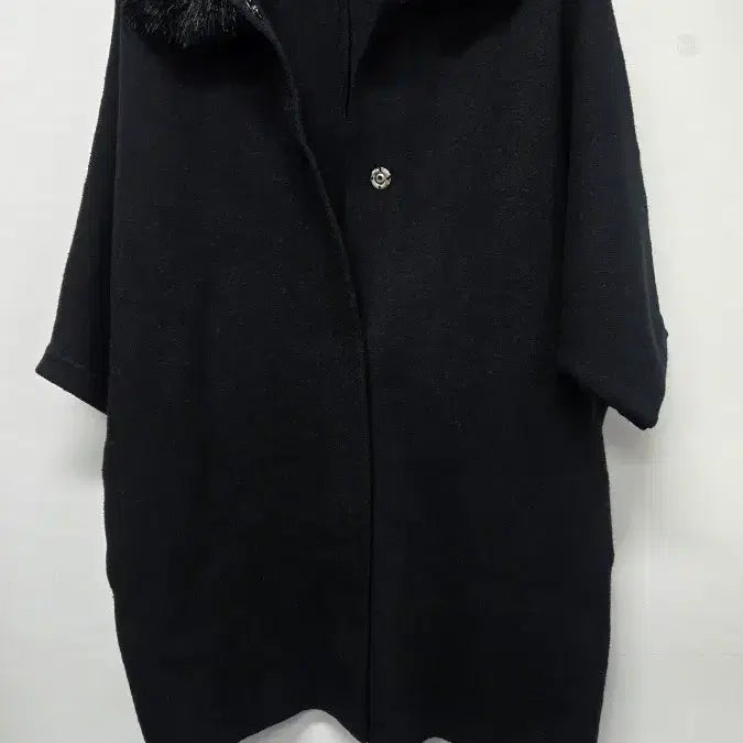 [BUNJANG] Knit Cape Coat with Detachable Fur Collar / 퍼카라 케이프형 니트코트