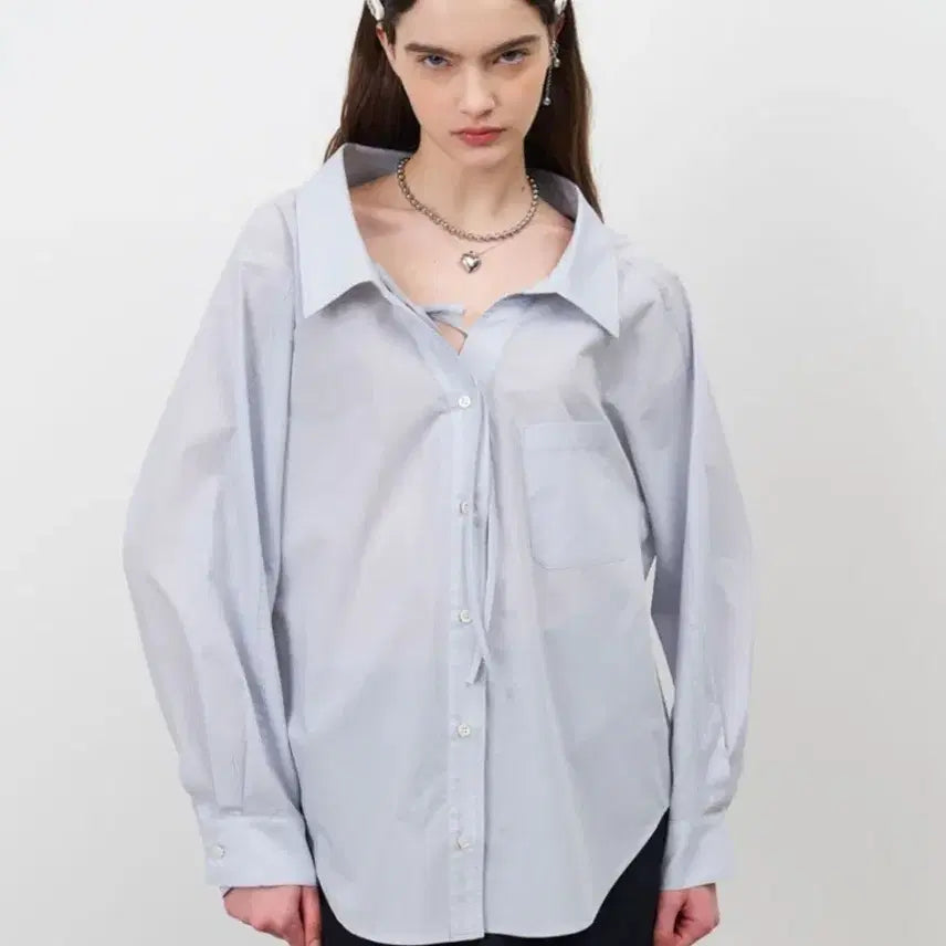 [SOLD OUT] 마론에디션 블루 스트링 오버사이즈 셔츠