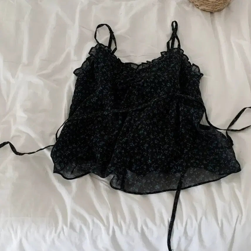 [BUNJANG] UnderB Amour Flower Blouse Vintage Black / 언더비 Amour 플라워 블라우스 빈티지블랙