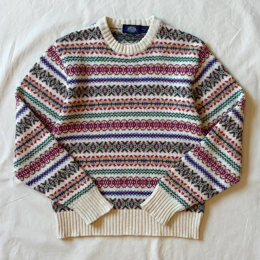 [BUNJANG] Knightsbridge 80s Fair Isle Wool Blend Knit Sweater / [L] 80s 스코틀랜드 KNIGHTS BRIDGE 페어아일 니트 스웨터