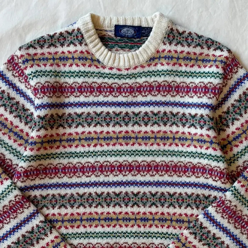 [BUNJANG] Knightsbridge 80s Fair Isle Wool Blend Knit Sweater / [L] 80s 스코틀랜드 KNIGHTS BRIDGE 페어아일 니트 스웨터