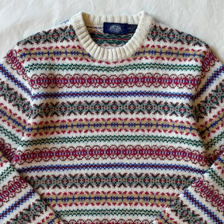 [BUNJANG] Knightsbridge 80s Fair Isle Wool Blend Knit Sweater / [L] 80s 스코틀랜드 KNIGHTS BRIDGE 페어아일 니트 스웨터