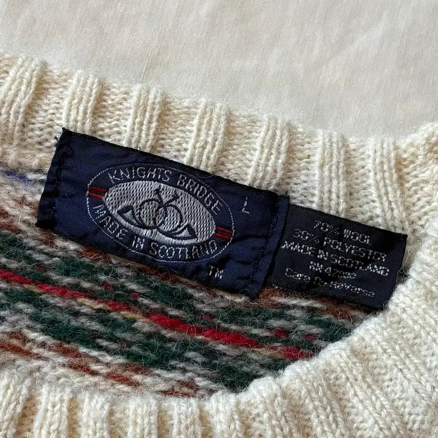 [BUNJANG] Knightsbridge 80s Fair Isle Wool Blend Knit Sweater / [L] 80s 스코틀랜드 KNIGHTS BRIDGE 페어아일 니트 스웨터
