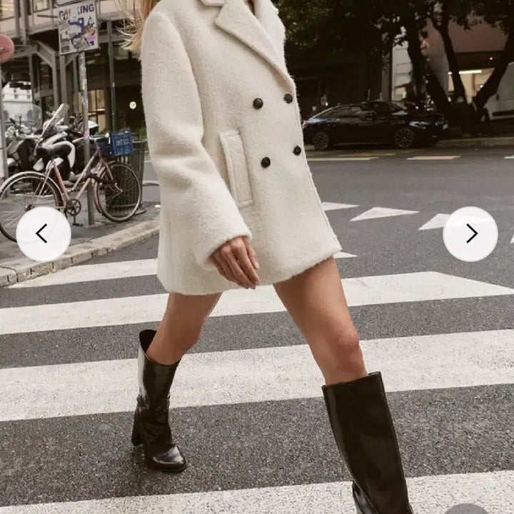 [BUNJANG] Zara Double Breasted Boucle Half Coat (Size S) / 자라 더블 브레스트 부클 하프코트 s