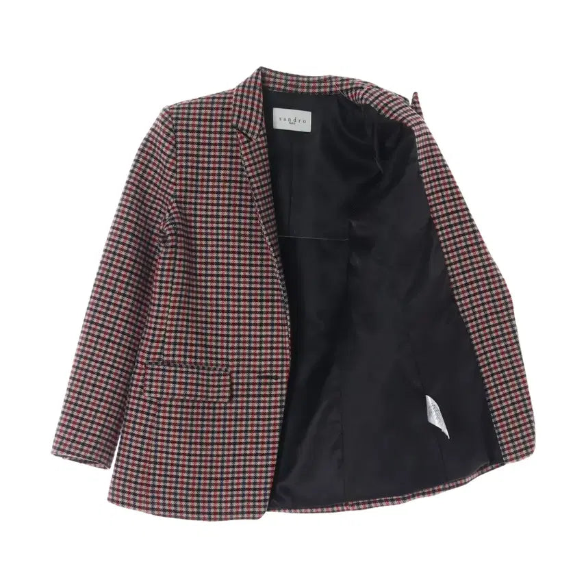 [BUNJANG] Sandro Check Pattern Wool Blazer Jacket Beige / 산드로 체크 패턴 울 블레이저 재킷 베이지