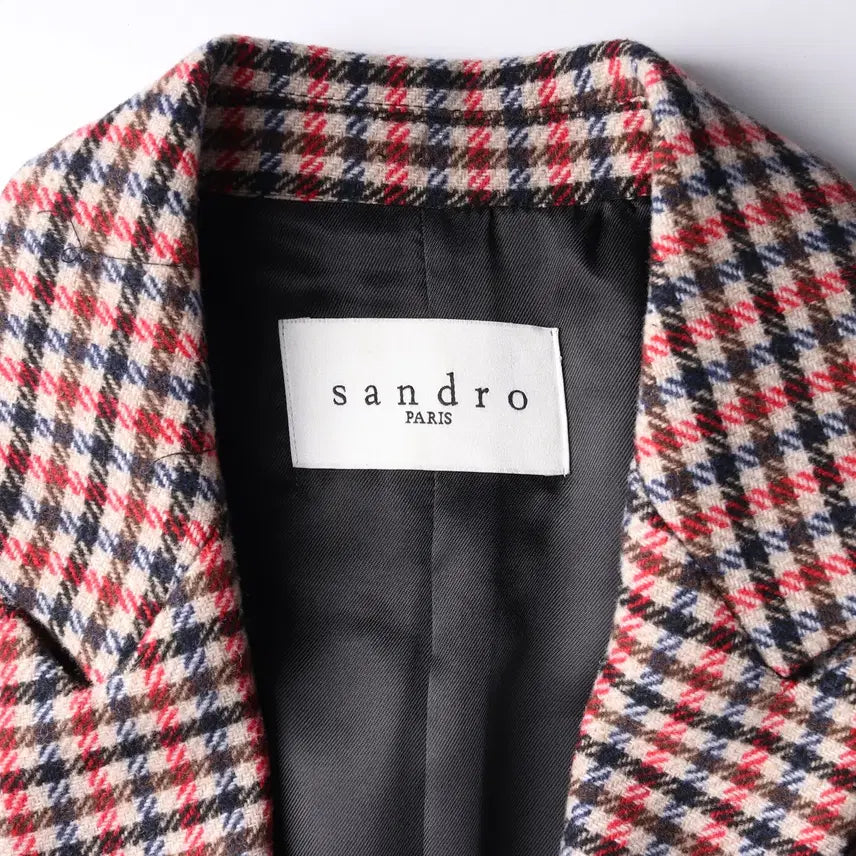 [BUNJANG] Sandro Check Pattern Wool Blazer Jacket Beige / 산드로 체크 패턴 울 블레이저 재킷 베이지