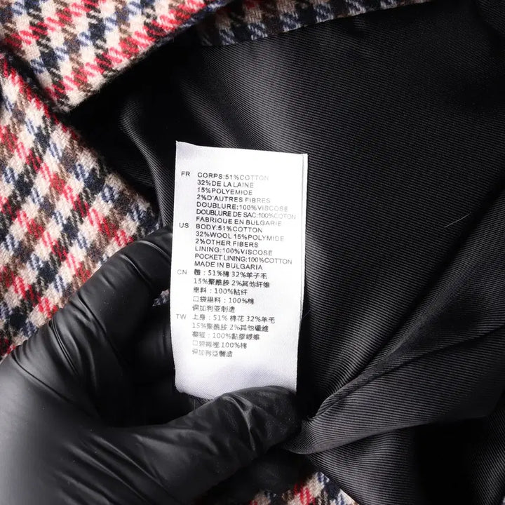 [BUNJANG] Sandro Check Pattern Wool Blazer Jacket Beige / 산드로 체크 패턴 울 블레이저 재킷 베이지