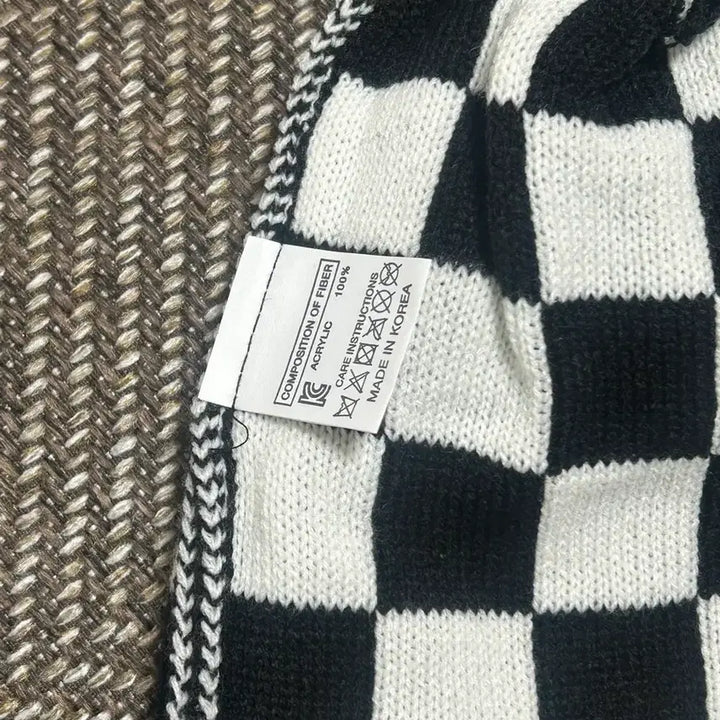 [BUNJANG] Check Pattern Knit Beanie Hat / 체크 패턴 니트 비니 모자
