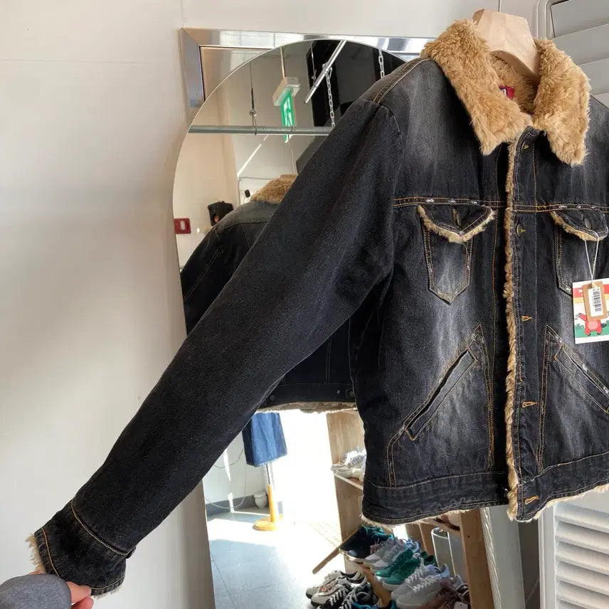 [SOLD OUT] 데님 무스탕 자켓 L(100) Denim Mustang Jacket